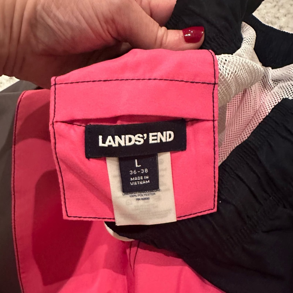 Lands End Men’s NWT 8” Pink Colorblock Volley Trunk Swim Resort Summer - Picture 6 of 8